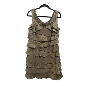 SL Fashions Dress Sleeveless Cocktail Party Wedding Beads Tiered Layered Sz 16W